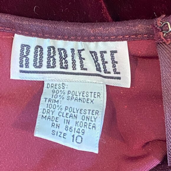 VTG  Robbie Bee Stretch Velvet Long Midi Dress Sz 10 Burgundy Red #342C - Picture 10 of 10